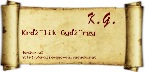 Králik György névjegykártya